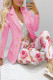 Casual Print Patchwork Draw String Turn-back Collar Long Sleeve Two Pieces