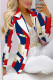 Casual Print Patchwork Turn-back Collar Long Sleeve Two Pieces