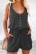 Casual Simplicity Solid Draw String Pocket U Neck Loose Rompers