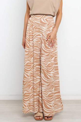 Casual Vacation Print Patchwork Loose High Waist Wide Leg Full Print Bottoms