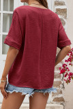 Daily Simplicity Solid Fold V Neck T-Shirts