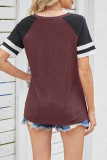 Daily Simplicity Color Block Contrast O Neck T-Shirts
