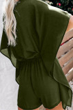 Casual Daily Solid Frenulum V Neck Loose Rompers