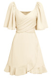 Celebrities Elegant Solid Bandage Flounce O Neck A Line Dresses