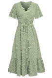 Sweet Elegant Solid Solid Color V Neck A Line Dresses