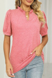 Daily Simplicity Solid Flounce V Neck T-Shirts