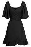 Celebrities Elegant Solid Bandage Flounce O Neck A Line Dresses