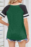Daily Simplicity Color Block Contrast O Neck T-Shirts