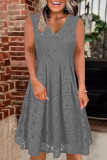 Elegant Simplicity Solid Lace V Neck Princess Dresses