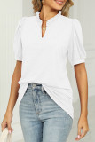 Daily Simplicity Solid Flounce V Neck T-Shirts