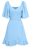 Celebrities Elegant Solid Bandage Flounce O Neck A Line Dresses