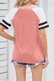 Daily Simplicity Color Block Contrast O Neck T-Shirts