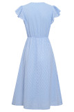 Sweet Elegant Solid V Neck A Line Short Sleeve Dress