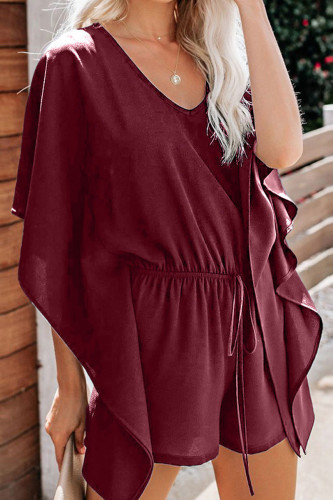 Casual Daily Solid Frenulum V Neck Loose Rompers