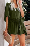 Casual Daily Solid Frenulum V Neck Loose Rompers
