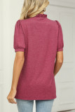 Daily Simplicity Solid Flounce V Neck T-Shirts