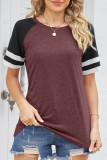 Daily Simplicity Color Block Contrast O Neck T-Shirts