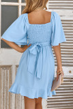 Celebrities Elegant Solid Bandage Flounce O Neck A Line Dresses