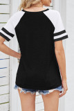 Daily Simplicity Color Block Contrast O Neck T-Shirts