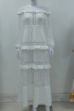 Celebrities Elegant Solid Lace Hollowed Out Without Belt Off the Shoulder A Line Dresses