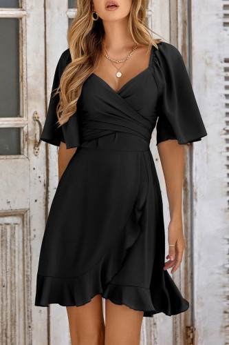 Celebrities Elegant Solid Bandage Flounce O Neck A Line Dresses