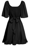 Celebrities Elegant Solid Bandage Flounce O Neck A Line Dresses
