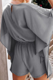 Casual Daily Solid Frenulum V Neck Loose Rompers
