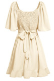 Celebrities Elegant Solid Bandage Flounce O Neck A Line Dresses