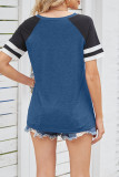 Daily Simplicity Color Block Contrast O Neck T-Shirts