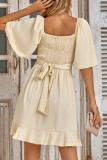 Celebrities Elegant Solid Bandage Flounce O Neck A Line Dresses