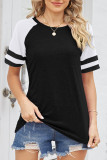 Daily Simplicity Color Block Contrast O Neck T-Shirts
