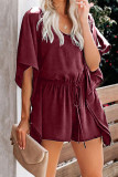 Casual Daily Solid Frenulum V Neck Loose Rompers