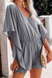 Casual Daily Solid Frenulum V Neck Loose Rompers