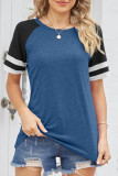 Daily Simplicity Color Block Contrast O Neck T-Shirts