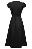 Sweet Elegant Solid V Neck A Line Short Sleeve Dress