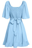 Celebrities Elegant Solid Bandage Flounce O Neck A Line Dresses