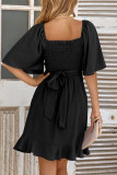 Celebrities Elegant Solid Bandage Flounce O Neck A Line Dresses