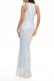 Elegant Formal Gradual Change Zipper Mandarin Collar Evening Dress Dresses
