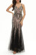 Sexy Celebrities Patchwork Sequins V Neck Evening Dress Dresses