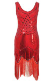 Celebrities Elegant Solid Tassel U Neck Evening Dress Dresses