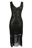 Celebrities Elegant Solid Tassel U Neck Evening Dress Dresses