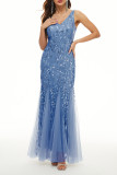 Elegant Formal Patchwork Embroidered V Neck Evening Dress Dresses