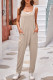 Casual Solid Pocket V Neck Loose Jumpsuits