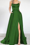 Sexy Formal Solid High Opening U Neck Evening Dress Dresses
