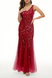 Elegant Formal Patchwork Embroidered V Neck Evening Dress Dresses