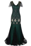 Elegant Formal Beading Zipper V Neck Evening Dress Dresses