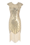 Elegant Formal Solid Tassel Beading O Neck Evening Dress Dresses