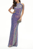 Elegant Formal Gradual Change Zipper Mandarin Collar Evening Dress Dresses