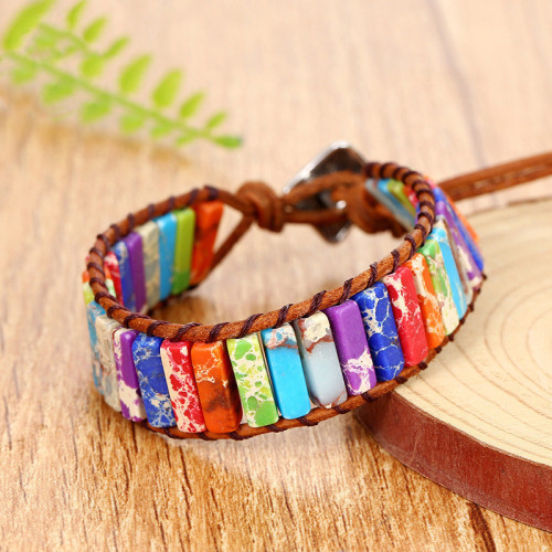 Sunflower Colorful Stone Beaded Wrap Bracelet