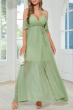 Elegant Simplicity Print Bandage V Neck A Line Dresses